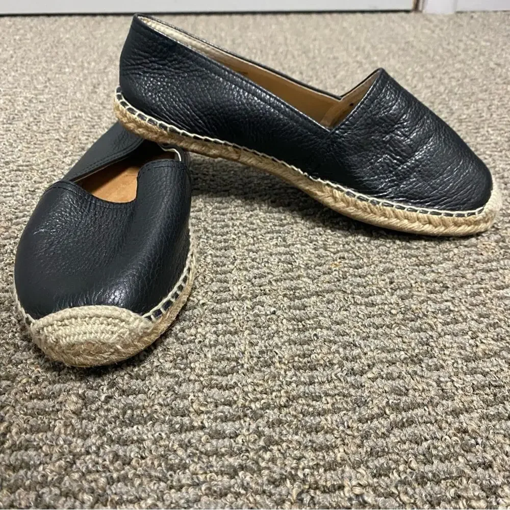 Maypol womens size 9.5 10 Black Leather Espadrilles made in Spain flats loafers